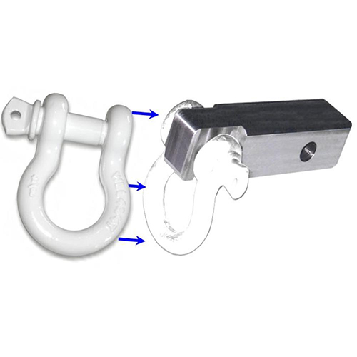 2 inch (Steel) Receiver Bracket w/ SUPER WHITE Powdercoated D-Shackle & Locking Hitch Pin (OFF-ROAD RECOVERY)