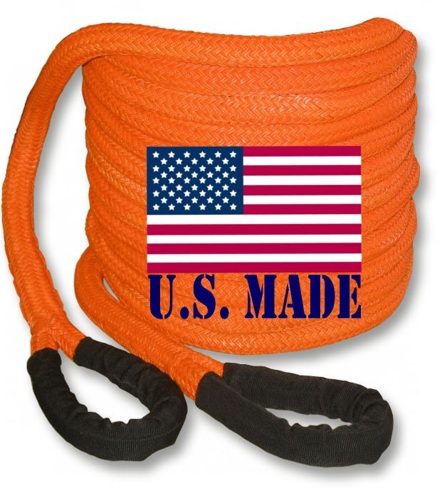 U.S. made "Safety Orange" Safe-T-Line Kinetic RECOVERY ROPE (Snatch Rope) - 1 inch X 30 ft (4X4 VEHICLE RECOVERY)