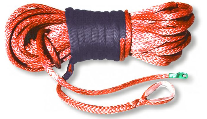 U.S. made AMSTEEL BLUE WINCH ROPE 3/8 inch x 100 ft - SAFETY ORANGE (20,400lb strength) (4X4 VEHICLE RECOVERY)