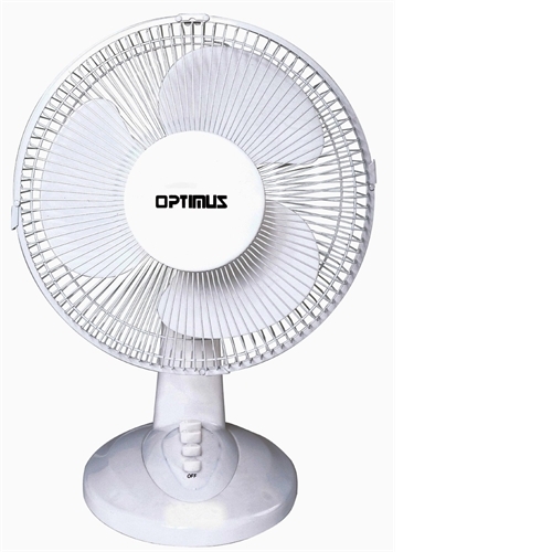 OPTIMUS F1230 WHITE TABLE FAN 12IN OSCILLATING TABLE 3SPEED