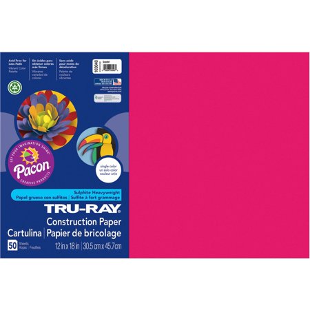Tru-Ray Construction Paper, 76lb, 12 x 18, Scarlet, 50/Pack