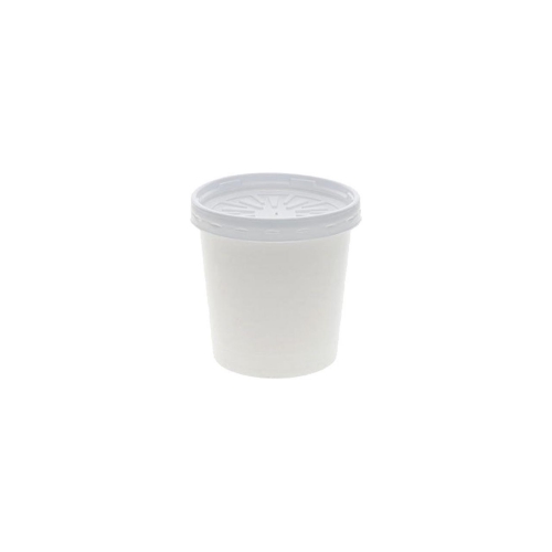 Paper Round Food Container and Lid Combo, 16 oz, 3.75" Diameter x 3.88h", White, 250/Case