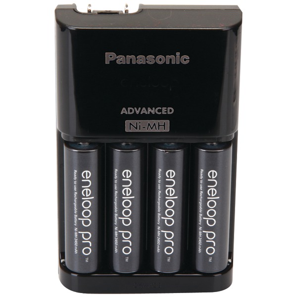 Panasonic K-KJ17KHCA4A 4-Position Charger with AA eneloop PRO Rechargeable Batteries, 4 pk