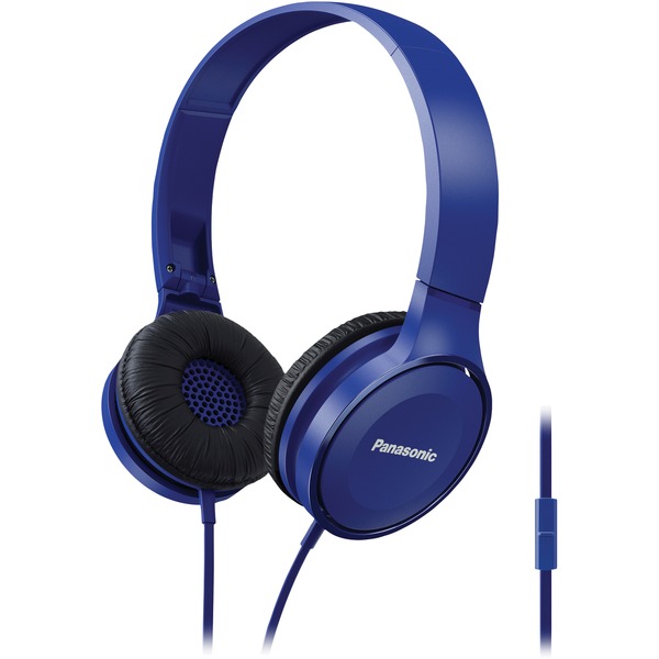 Panasonic RP-HF100M-A Lightweight On-Ear Headphones with Microphone (Blue)