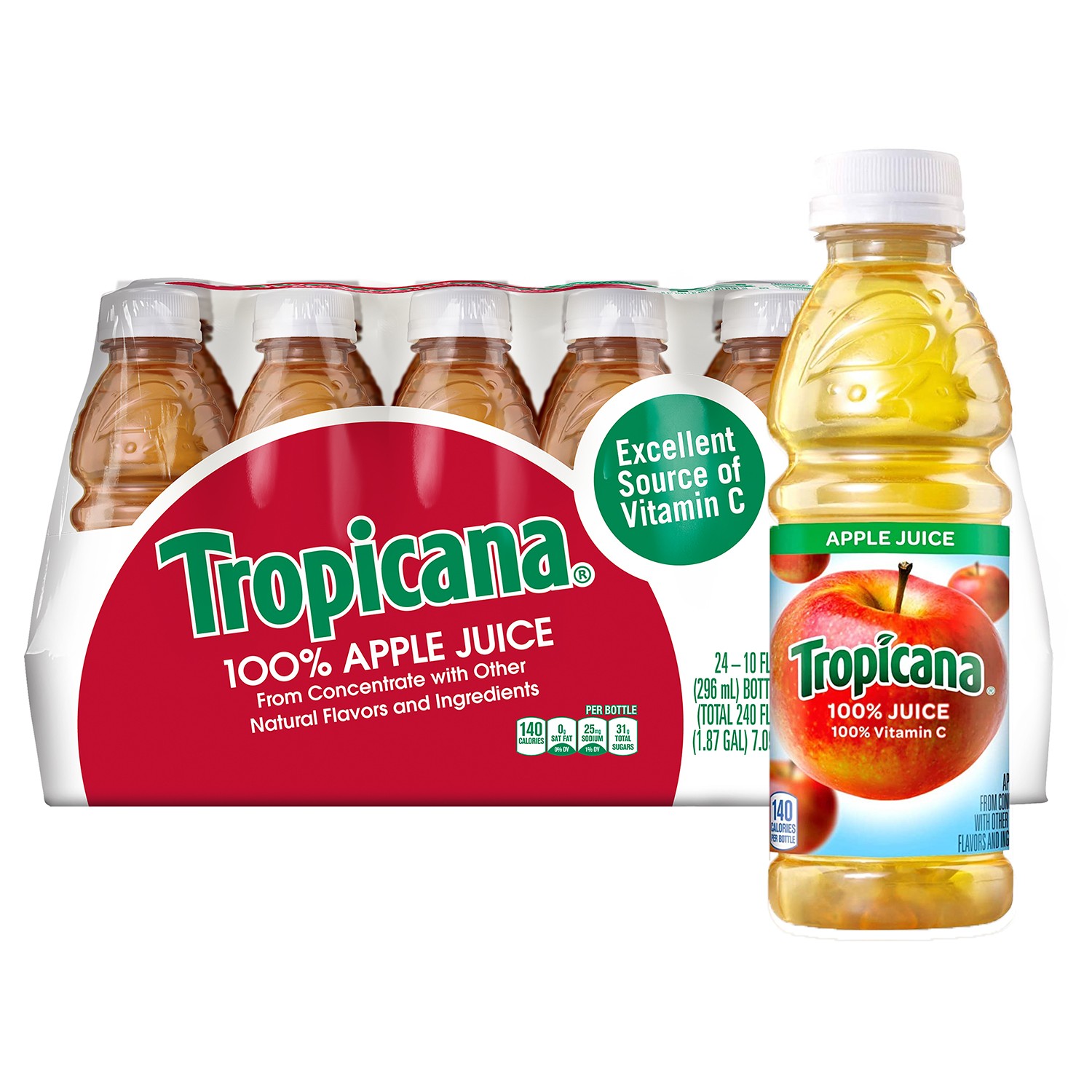 100% Juice, Apple, 10oz Bottle, 24/Carton