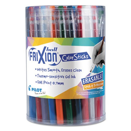 FriXion ColorSticks Erasable Gel Pen, Stick, Fine 0.7 mm, Ten Assorted Ink and Barrel Colors, 36/Pack