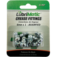 Lubrimatic 11-957 Assortment Grease Fitting Kit, 8 Pieces, M6 X 1