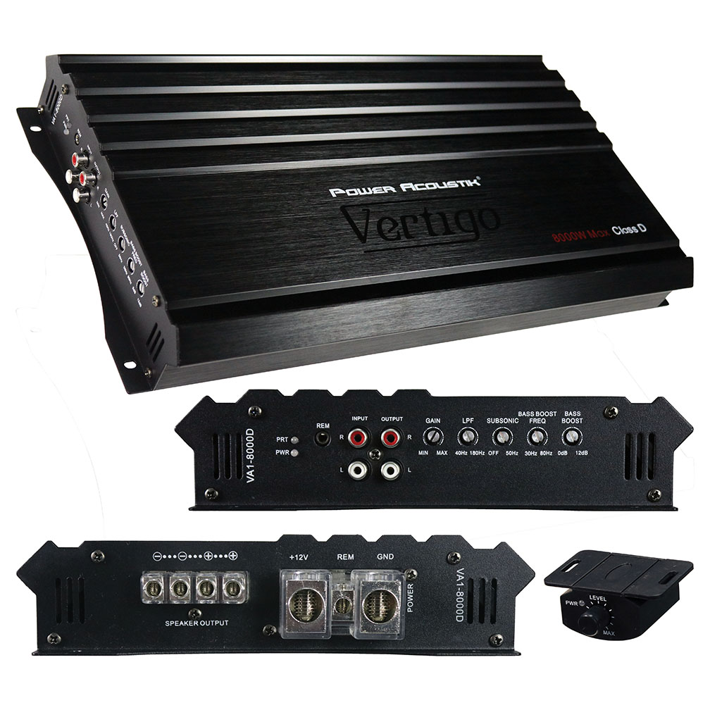 Power Acoustik Vertigo Series Monoblock Amplifier 8000W Max