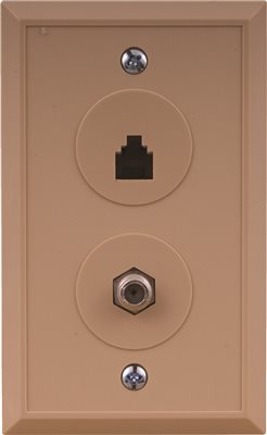 COAXIAL AND TELEPHONE WALL PLATE COMBO CABLE JACK IVORY