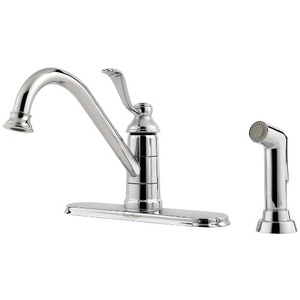 California Energy Commission Registered Lead Law Compliant 1.8 1 Handle Kitchen Faucet With Spray Polished Chrome