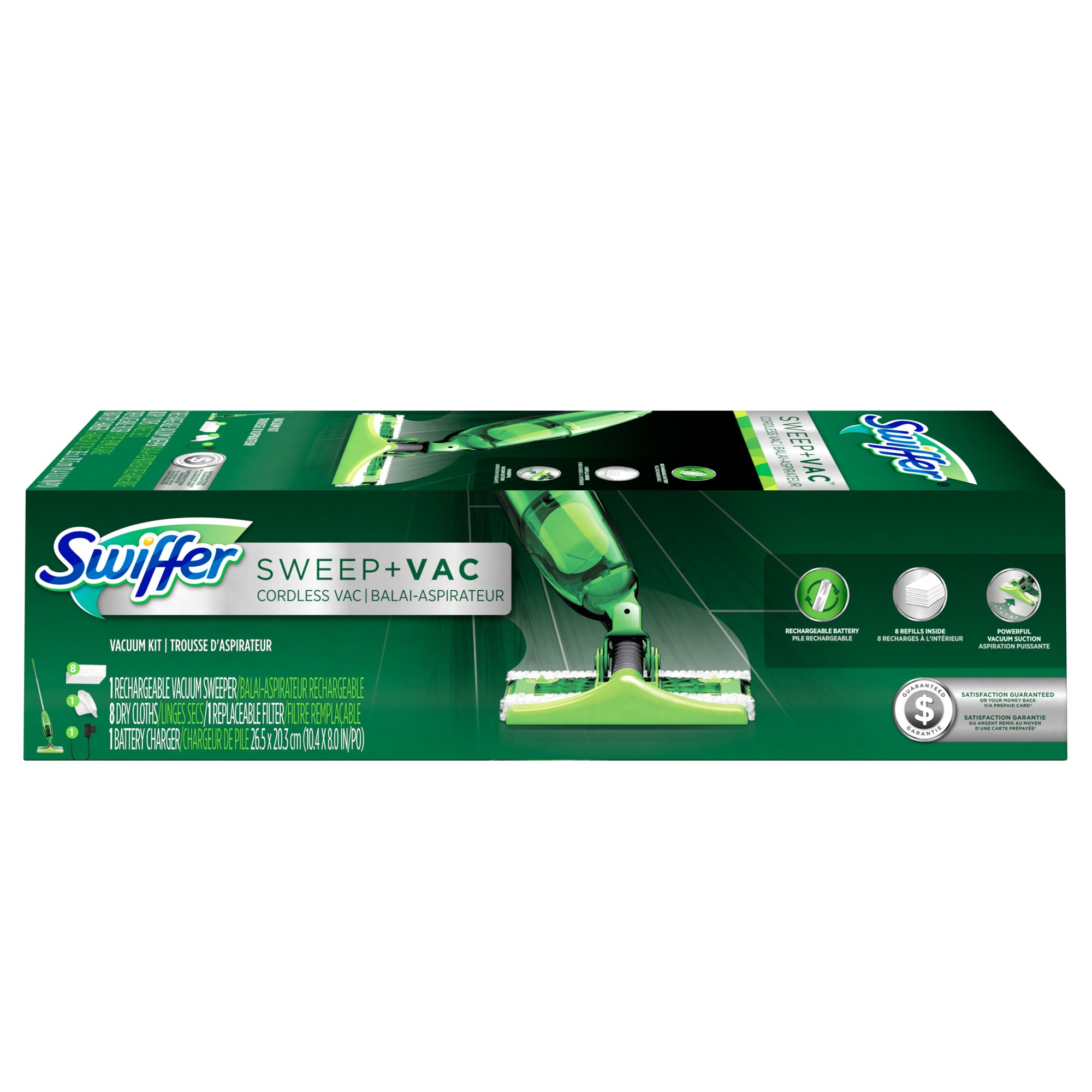Sweeper + Vacuum Starter Kit, 8 Dry Cloths