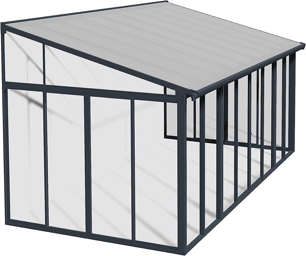 Palram - Canopia SanRemo 10' x 14' Patio Enclosure - Gray/Clear with Screen Doors (6)