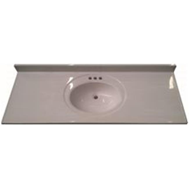 BATHROOM VANITY TOP WITH SINGLE RECESSED BOWL, CULTURED MARBLE, SOLID WHITE, 22X61 IN.