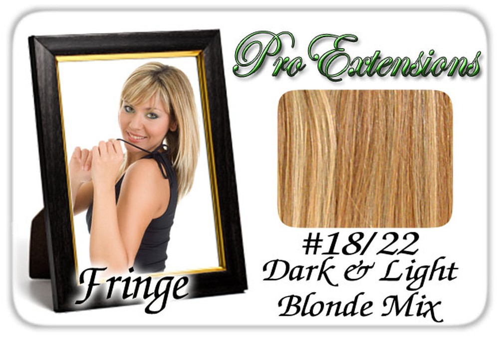 #18/22 Dark Blonde w/ Highlights Pro Fringe Clip In Bangs