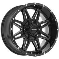 Pro Comp Wheels Blockade Gloss Black Milled 20x9.5 6x135 4.75BS Offset -6mm Cap P/N 804256800 8142-29539