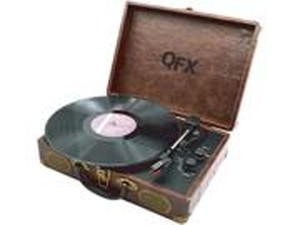 Qfx TURN105 Bluetooth Suitcase Turntable 3Speed Vinyl To Mp3
