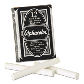 Alpha White Chalk, Low-Dust, 12 Sticks/Pack