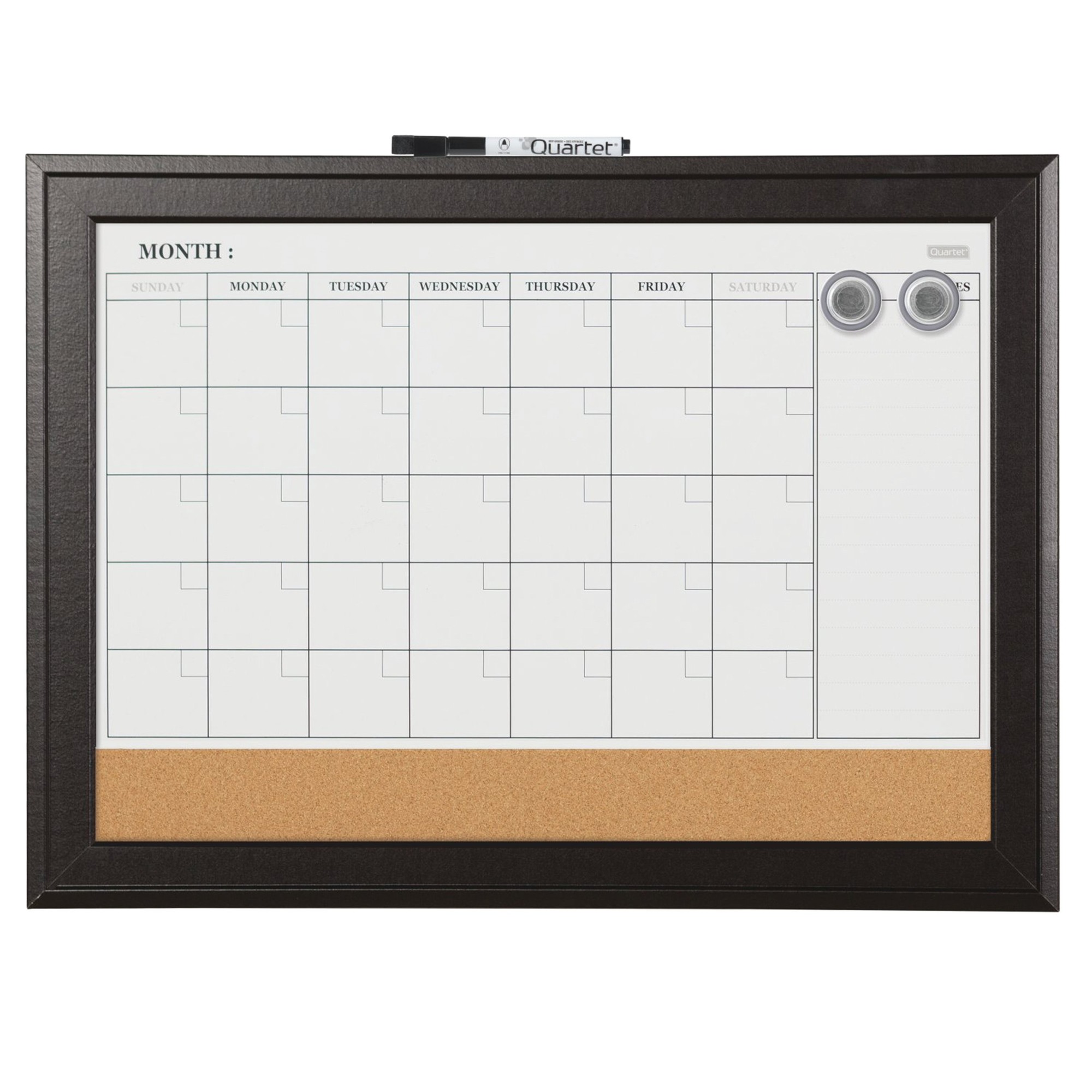 Home Decor Magnetic Combo Dry Erase with Cork Board on Bottom, 23 x 17, Espresso Wood Frame