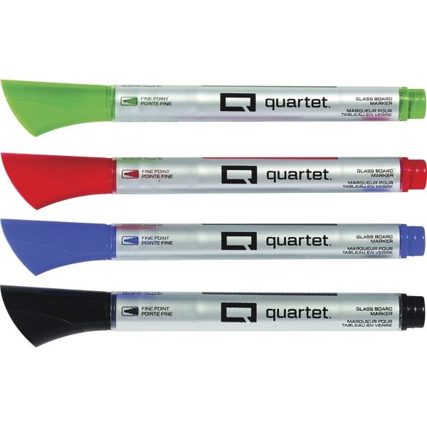 Premium Glass Board Dry Erase Marker, Fine Bullet Tip, Assorted Colors, 4/Pack
