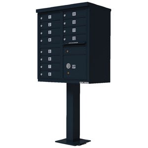12 Door Cluster Box Unit for Tall Pedestal Stucco Columns, Black