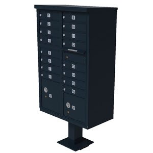 16 Door Cluster Box Unit for Tall Pedestal Stucco Columns, Black