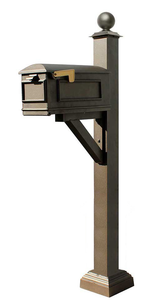 Westhaven System with Lewiston Mailbox, Square Collar & Large Ball Finial in (Bronze)