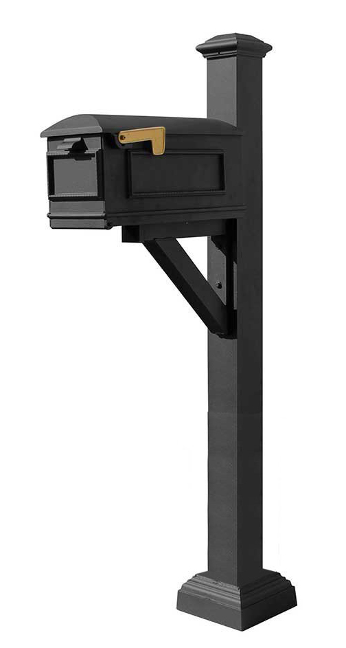 Westhaven System with Lewiston Mailbox, Square Collar & Pyramid Finial in (Black)