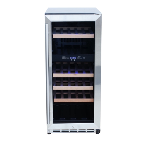 Stainless Wine Cooler Refrigerator with 15" Glass Window Front