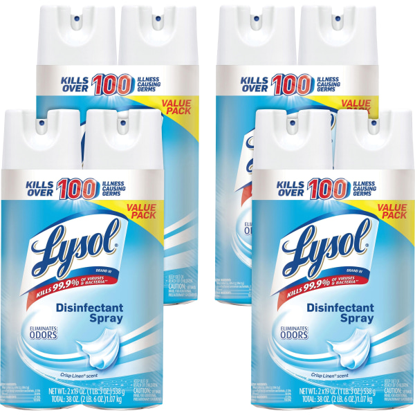 Disinfectant Spray, Crisp Linen, 19 oz Aerosol, 2/Pack, 4 Packs/Case