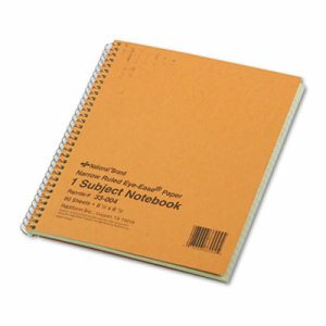 Subject Wirebound Notebook, Narrow Rule, 8 1/4 x 6 7/8, Green, 80 Sheets