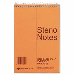 Standard Spiral Steno Book, Gregg Rule, 6 x 9, Green, 60 Sheets