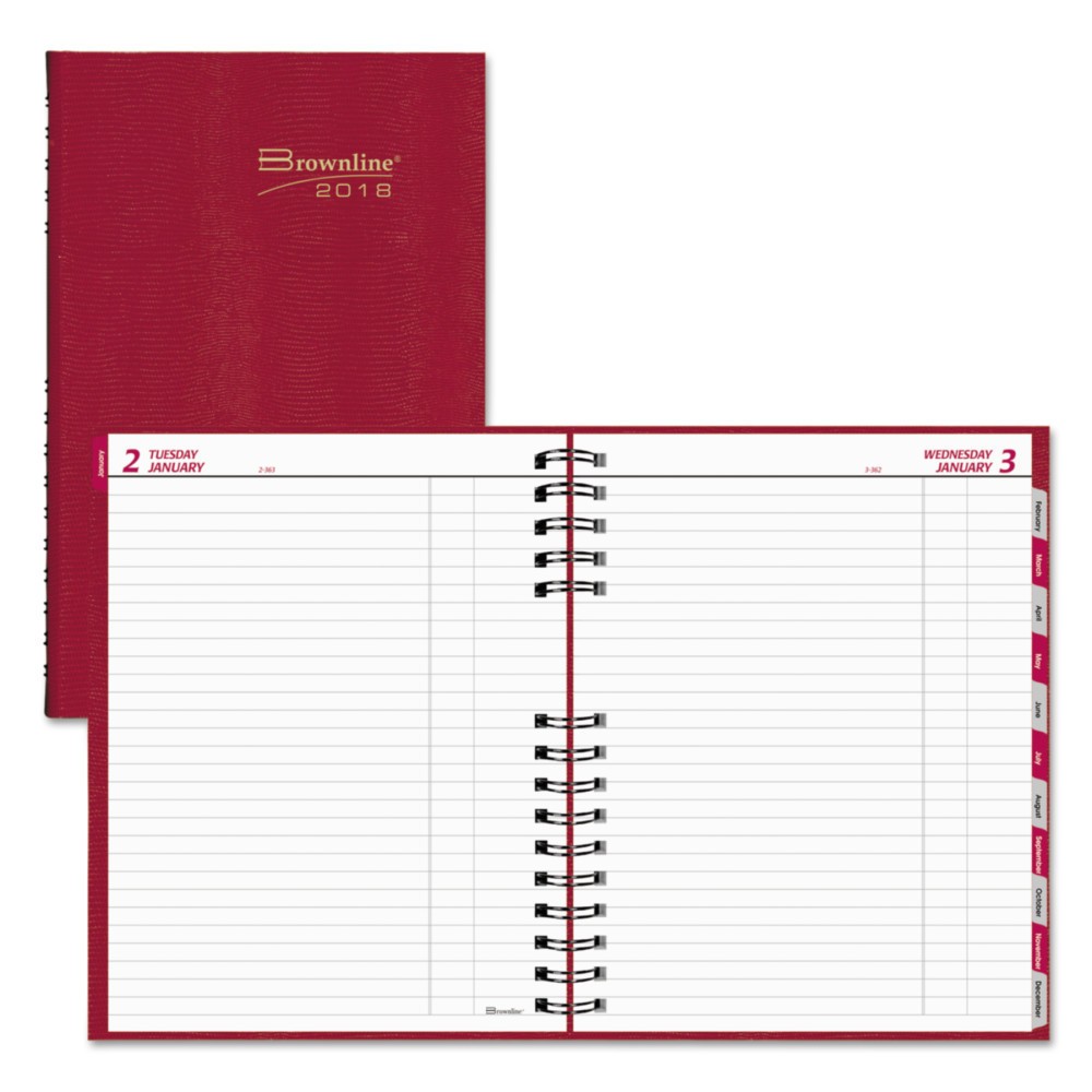 CoilPRO Daily Planner, Ruled, 1 Page/Day, 7 7/8 x 10, Red, 2022