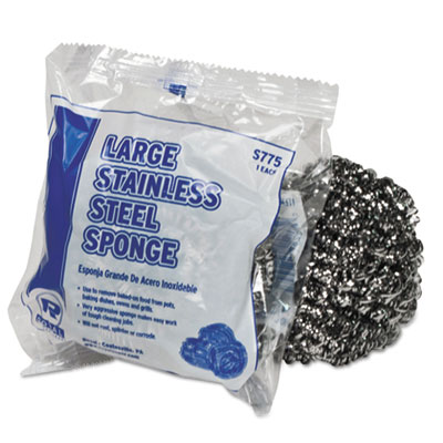 Large Stainless Steel Sponge, Polybagged, 1.75 oz, 12/PK, 6 PK/CT