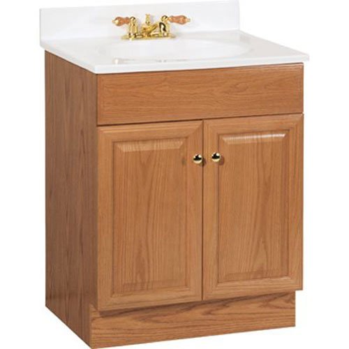 RSI HOME PRODUCTS RICHMOND BATHROOM VANITY CABINET WITH TOP, FULLY ASSEMBLED, 2 DOOR, OAK FINISH, 24X31X18"