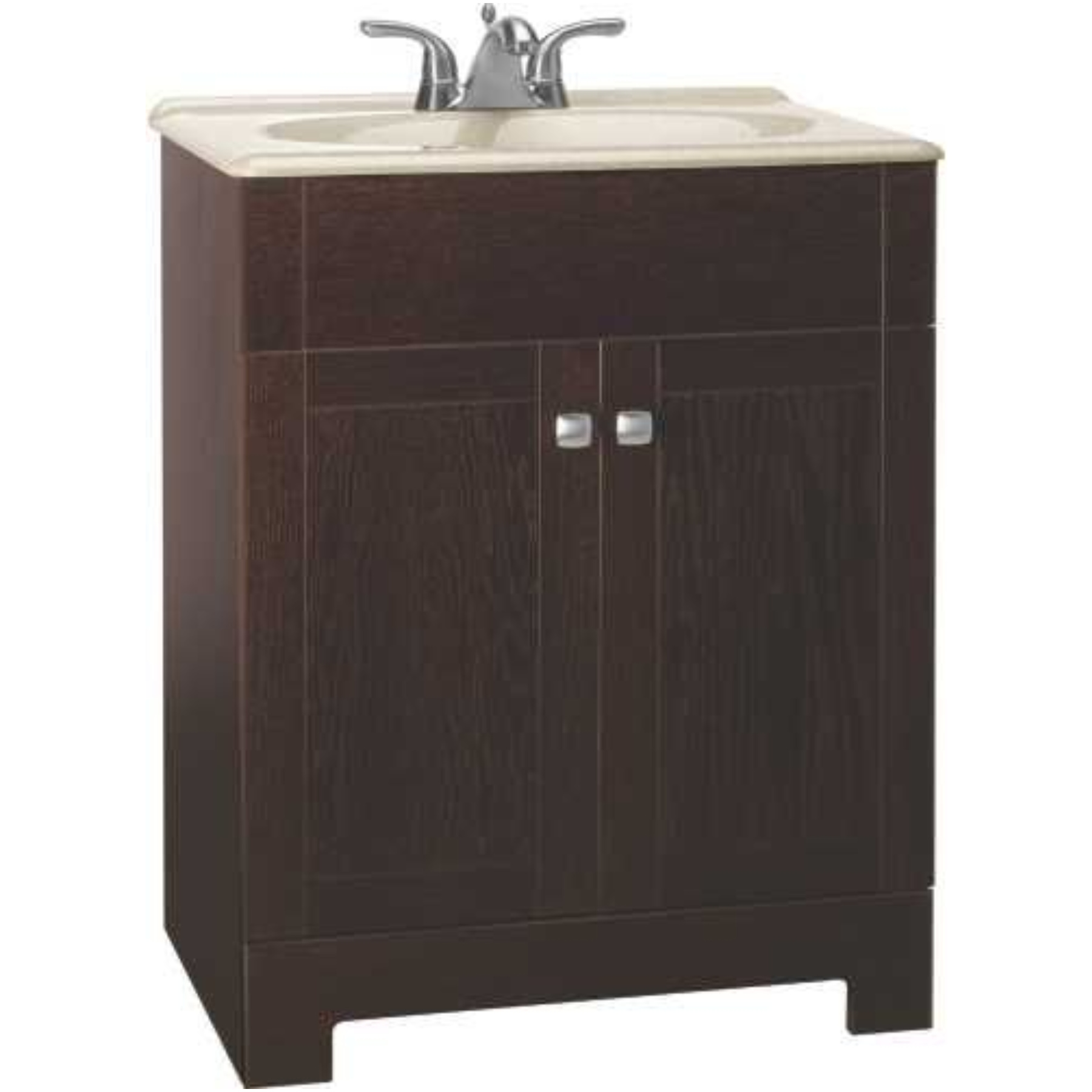 RSI HOME PRODUCTS SEDONA COMBO BATHROOM VANITY CABINET WITH BEIGE SST TOP, FULLY ASSEMBLED, JAVA, 30"