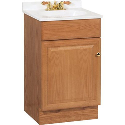 RSI HOME PRODUCTS RICHMOND BATHROOM VANITY CABINET WITH TOP, FULLY ASSEMBLED, 1 DOOR, OAK FINISH, 18X31X18 IN.