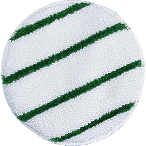 Low Profile Scrub-Strip Carpet Bonnet, 17" Diameter, White/Green, 5/Carton