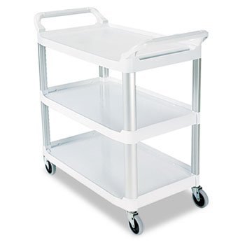 Open Sided Utility Cart, Three-Shelf, 40-5/8w x 20d x 37-13/16h, Off-White