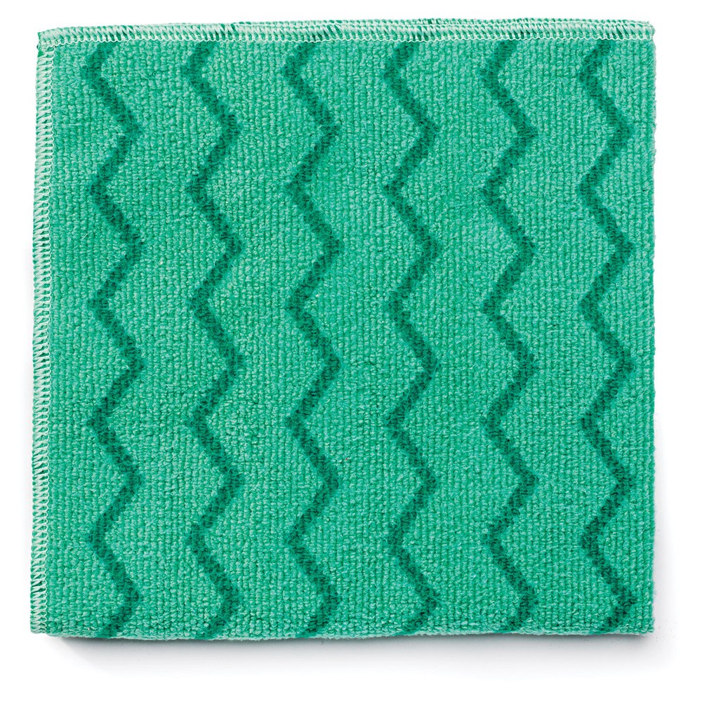 Reusable Cleaning Cloths, Microfiber, 16 x 16, Green, 12/Case