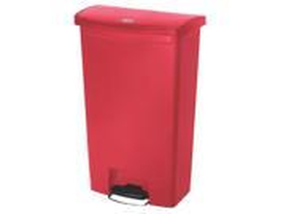 Slim Jim Resin Step-On Container, Front Step Style, 18 gal, Red