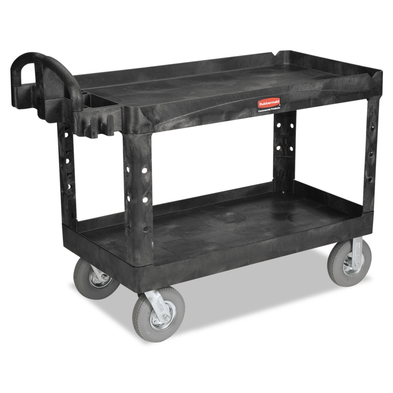 Heavy-Duty Utility Cart, Two-Shelf, 26w x 55d x 33 1/4h, Black