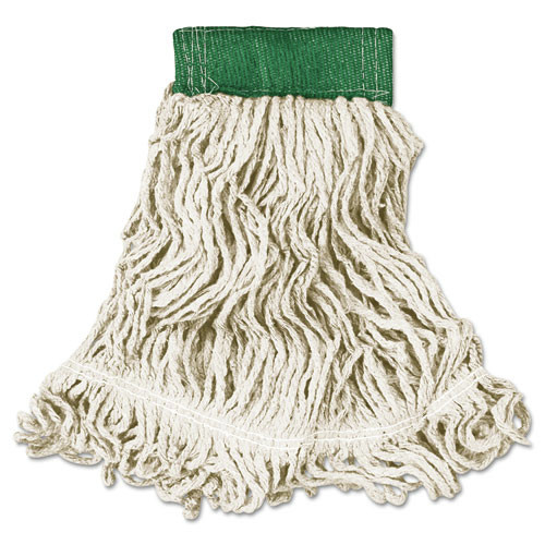 Super Stitch Looped-End Wet Mop Head, Cotton/Synthetic, Medium, Green/White