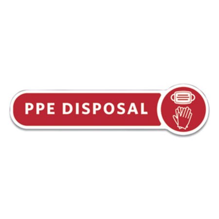 Medical Decal, PPE DISPOSAL, 10 x 2.5, Red