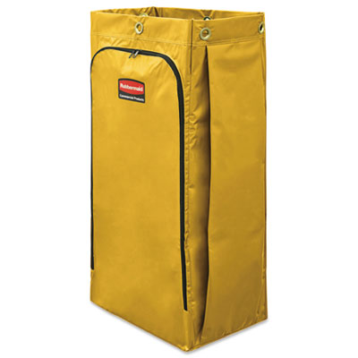 Vinyl Cleaning Cart Bag, 34 gal, Yellow, 17 1/2w x 10 1/2d x 33h