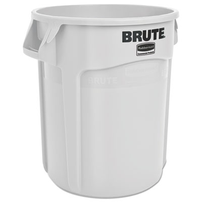 Round Brute Container, Plastic, 20 gal, White