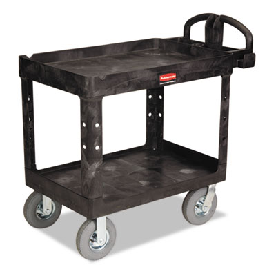 Heavy-Duty Utility Cart, Two-Shelf, 25-7/8w x 45-1/4d x 37-1/8h, Black