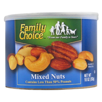 Family Choice 813 Mixed Nut, 10 oz Resealable Can, Salted