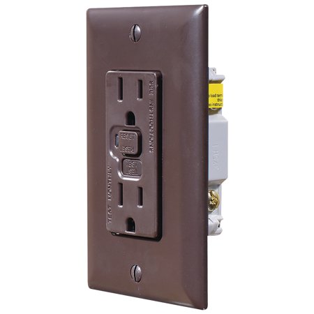BROWN DUAL GFCI OUTLET W/COVER-PLATE