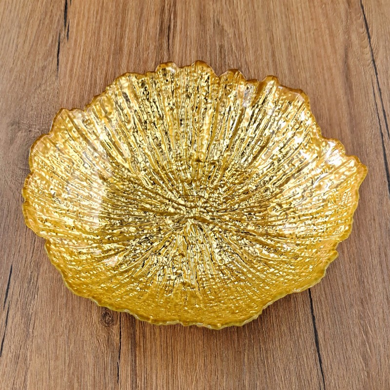 CORAL 8.5" Gilded Glass Soup Plate - 8.5" Gold