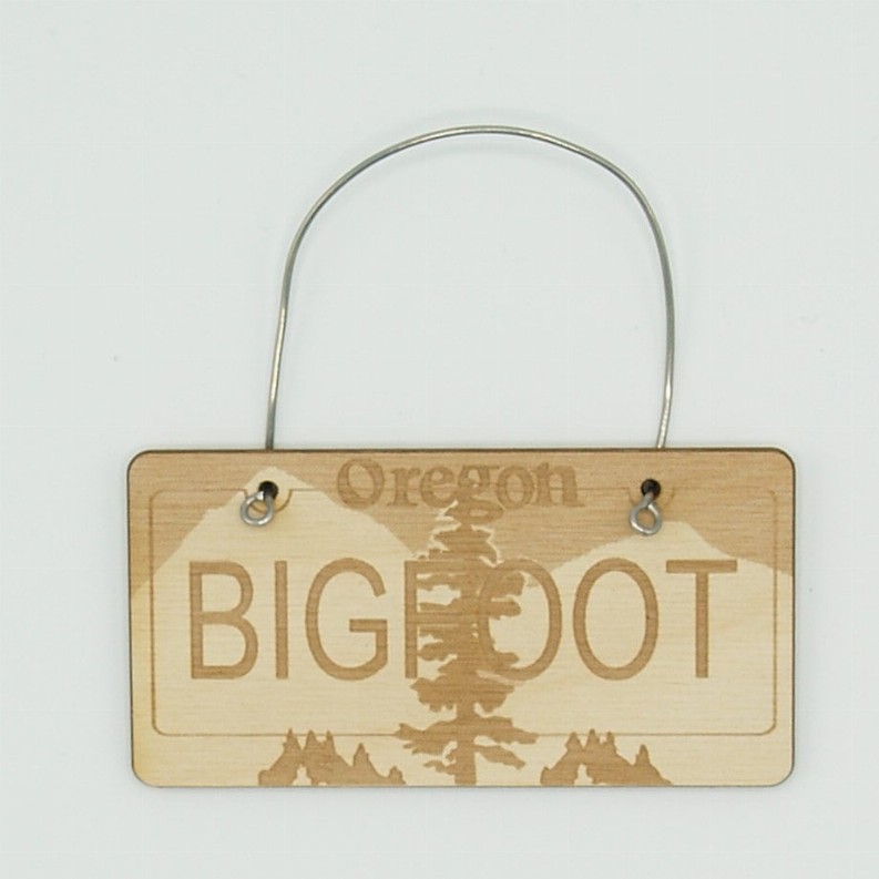 License Plate Unfinished Tree Ornament - License Plate Bigfoot